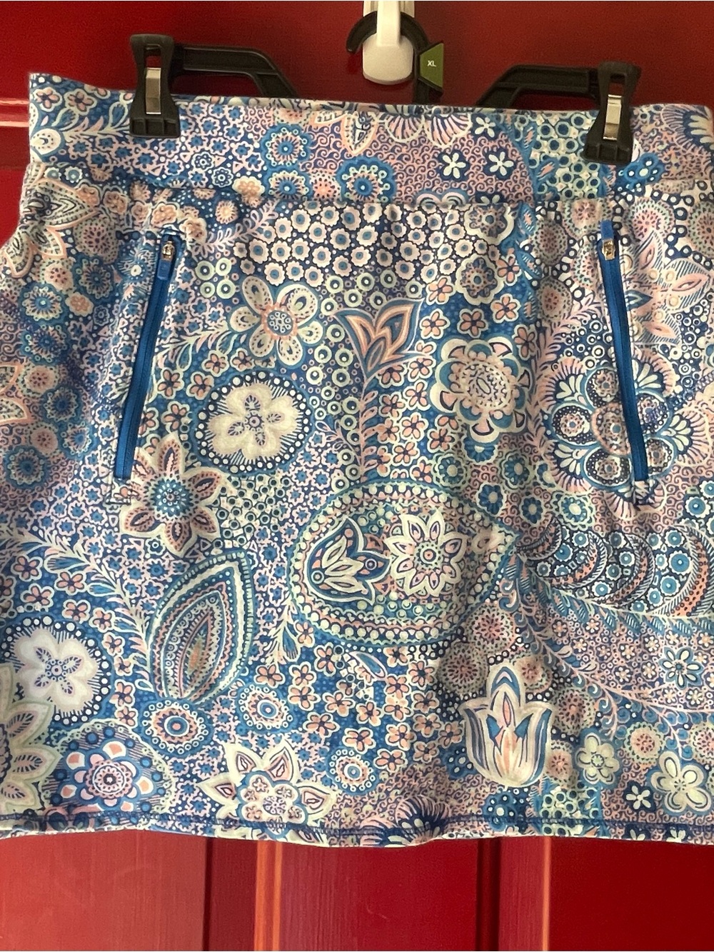Talbots Blue and White Paisley Mini Skirt